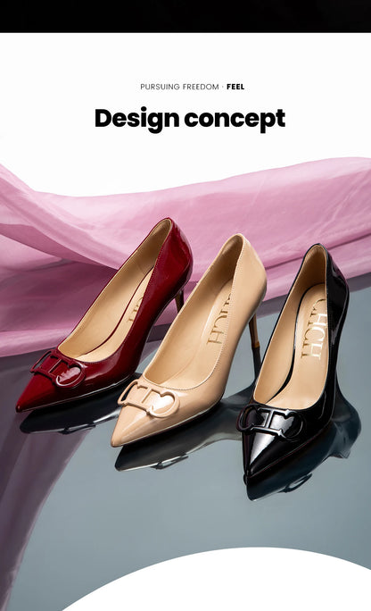 Solid Colour Classic Style New Women's Single Shoes Retro Simple Exquisite Women's High-heeled Shoes