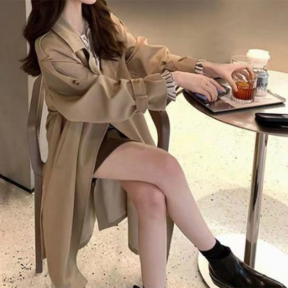 Women'S Windbreaker Coats Mid Length White Female Trench Coat