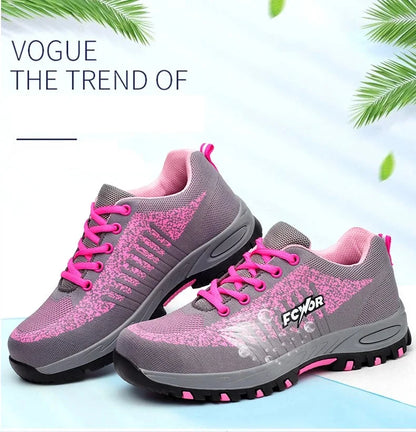Women Safety Shoes For Work Safety Boots Breathable Steel Toe Puncture Proof Sport Work Sneakers Construction Security Boots
