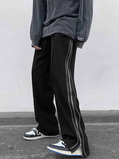 Streetwear Side Split Zipper Loose Casual Straight Parachute Long Trousers