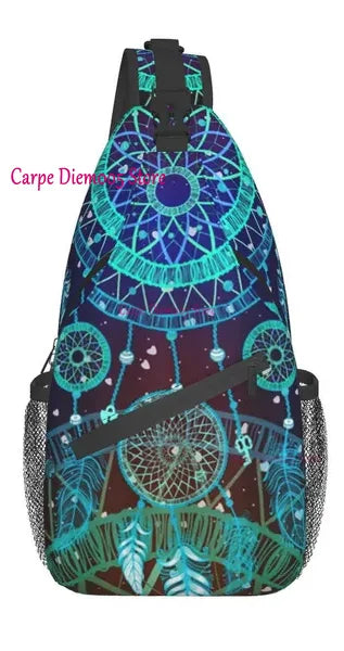 Sling Bag Watercolor Boho Dreamcatcher Daypack Crossbody Shoulder Backpack