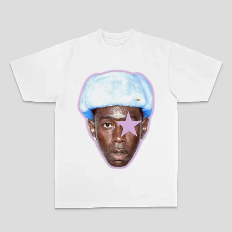 European and American Tyler The Cleator Creator Taylor Rap Hip Hop Top High Street Sporty Casual Men's T-shirt Couple Style Y2k