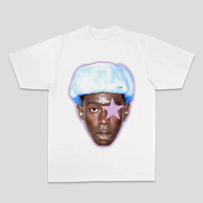 European and American Tyler The Cleator Creator Taylor Rap Hip Hop Top High Street Sporty Casual Men's T-shirt Couple Style Y2k