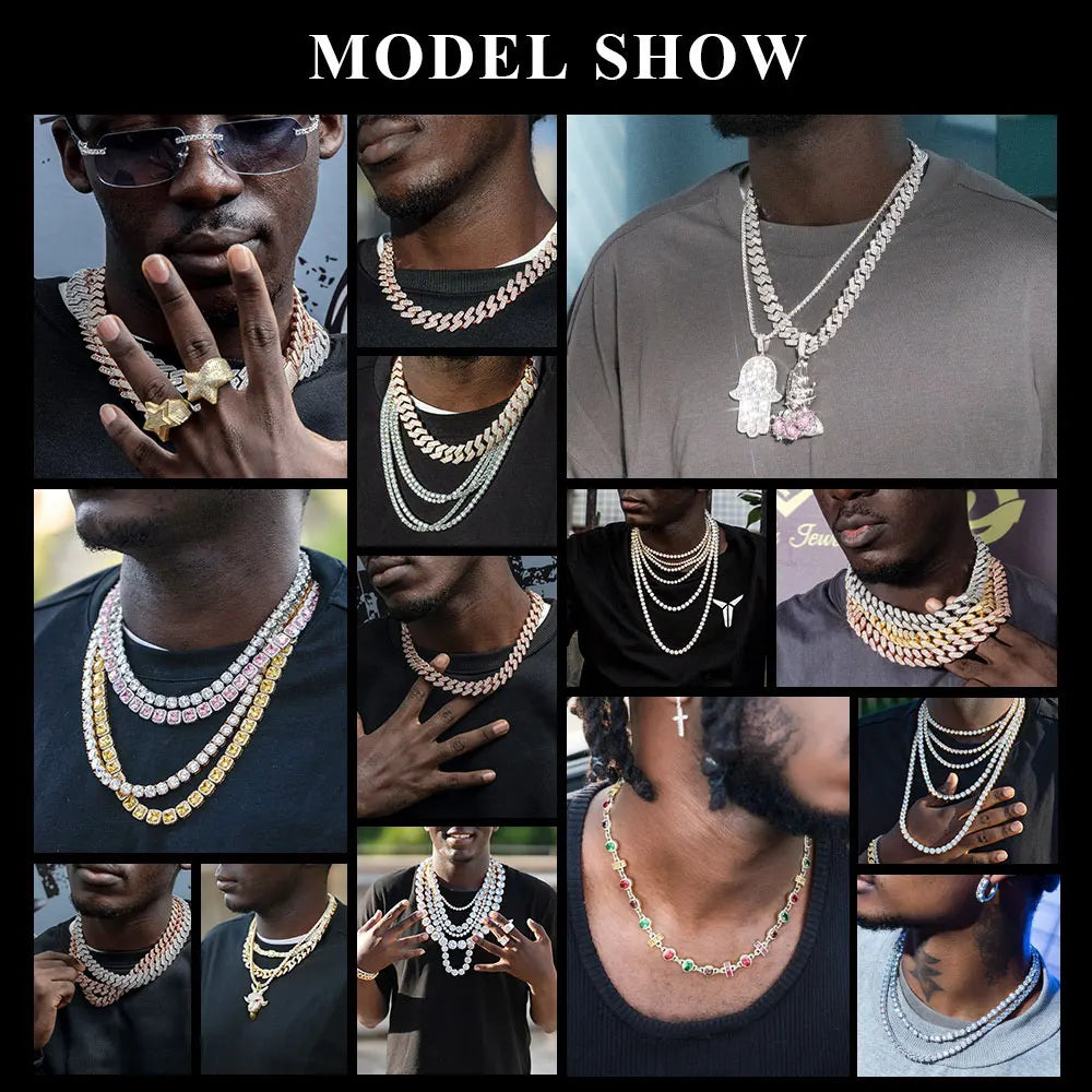 ICEBLING Iced Out Moissanite Tennis Chain Men Women Hip Hop Jewelry 925 Silver VVS Necklace with GRA Certificate