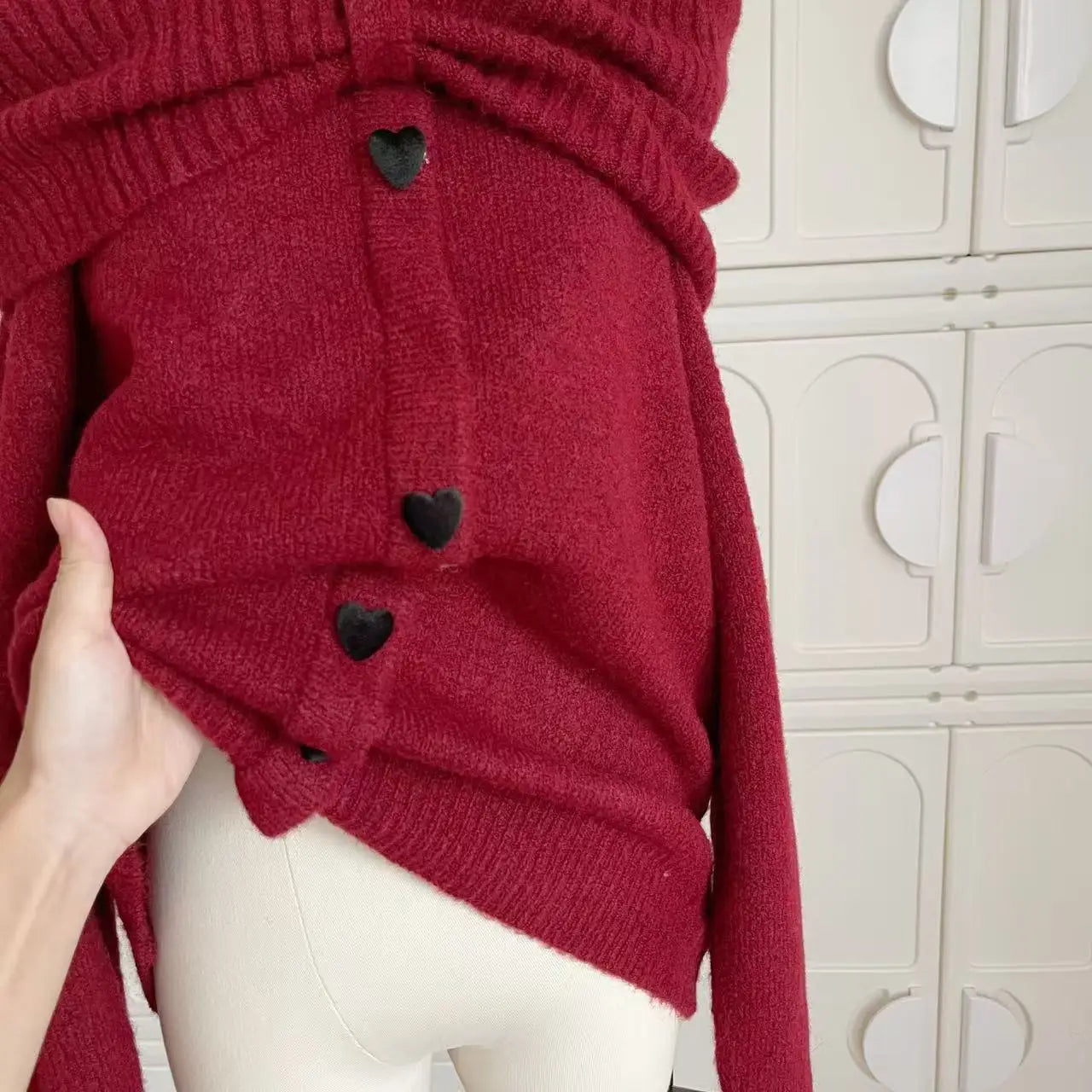 Women's Winter Off Shoulder Strap Sweater Y2K Japanese Sexy Harajuku College 2000s Style Retro Top Sweater Clothing Beige/Red