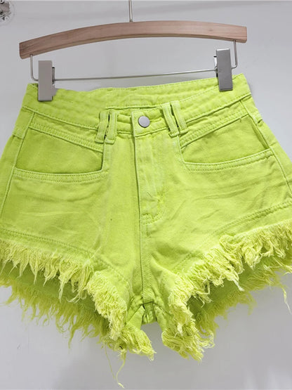 Denim Shorts Pants Low Rise Slim Lady Crop jeans Distressed Chic Casual Short Trousers