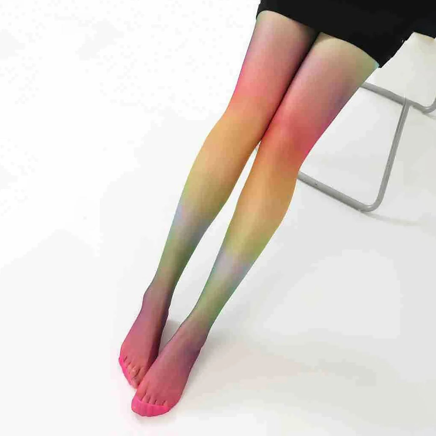 Colorblock Pantyhose High Waist Elastic Slim Footed Thigh High Stockings Non Slip