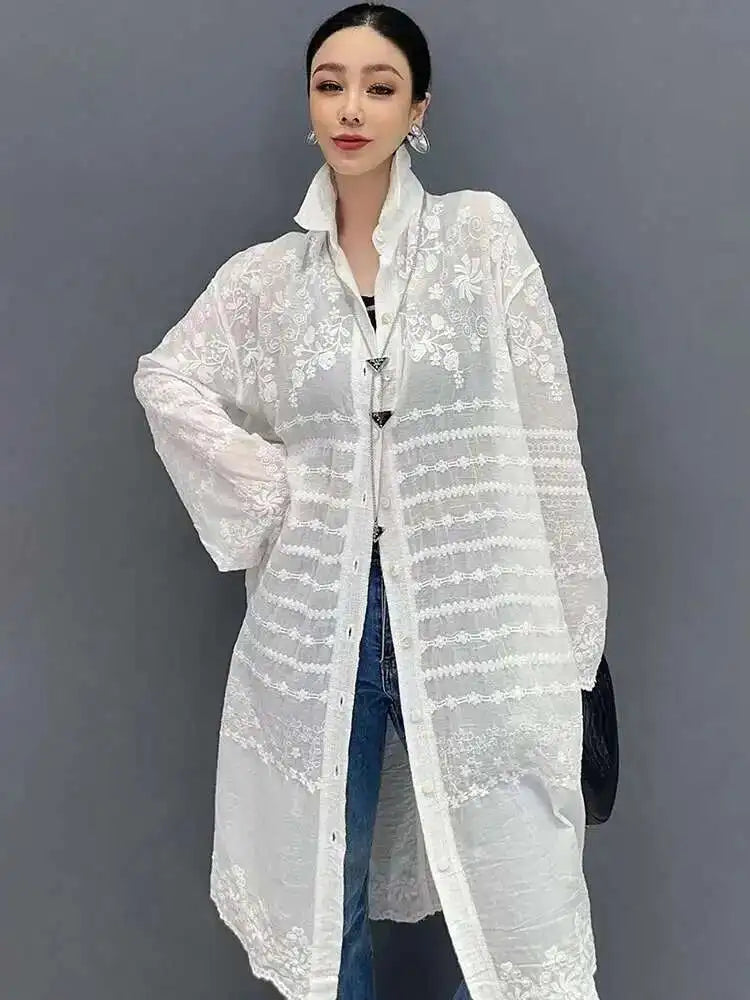 Long Sleeve Blouse Sunscreen Overcoat Trendy Casual Loose Women's Long Shirt