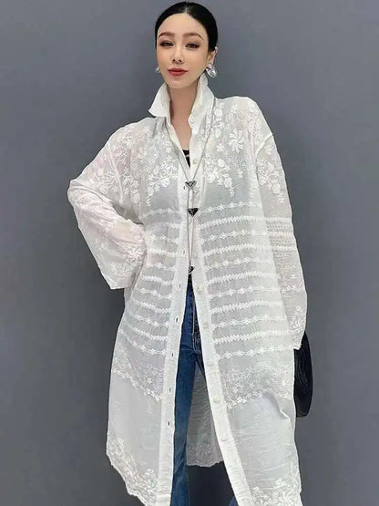 Long Sleeve Blouse Sunscreen Overcoat Trendy Casual Loose Women's Long Shirt