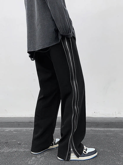 Streetwear Side Split Zipper Loose Casual Straight Parachute Long Trousers
