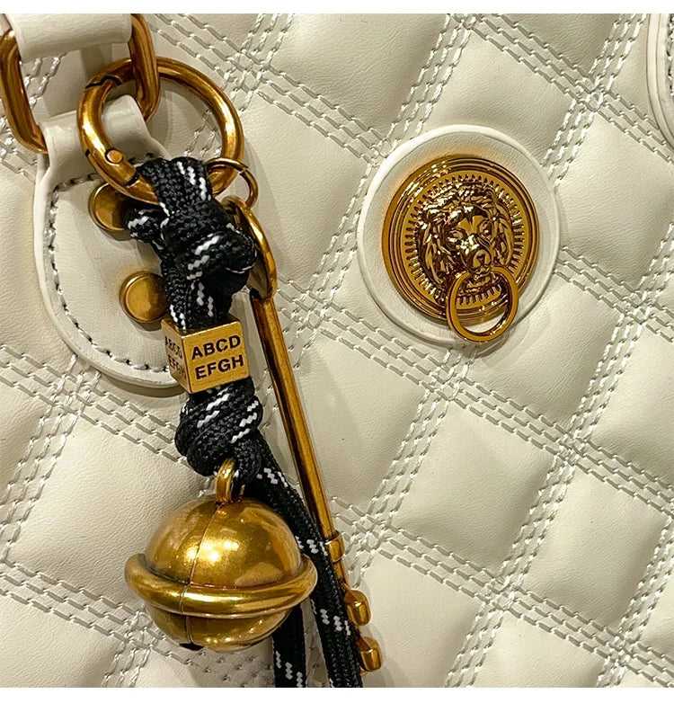 Light luxury brand hand-held large capacity tote bag diamond grid single shoulder diagonal cross bag