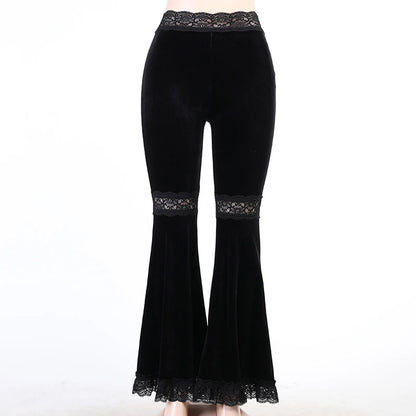 Cargo Pants Women High Waisted Fashion Long Pants Women Pants Gothic Lace Pants Paneled Wide-Leg Pants брюки женские