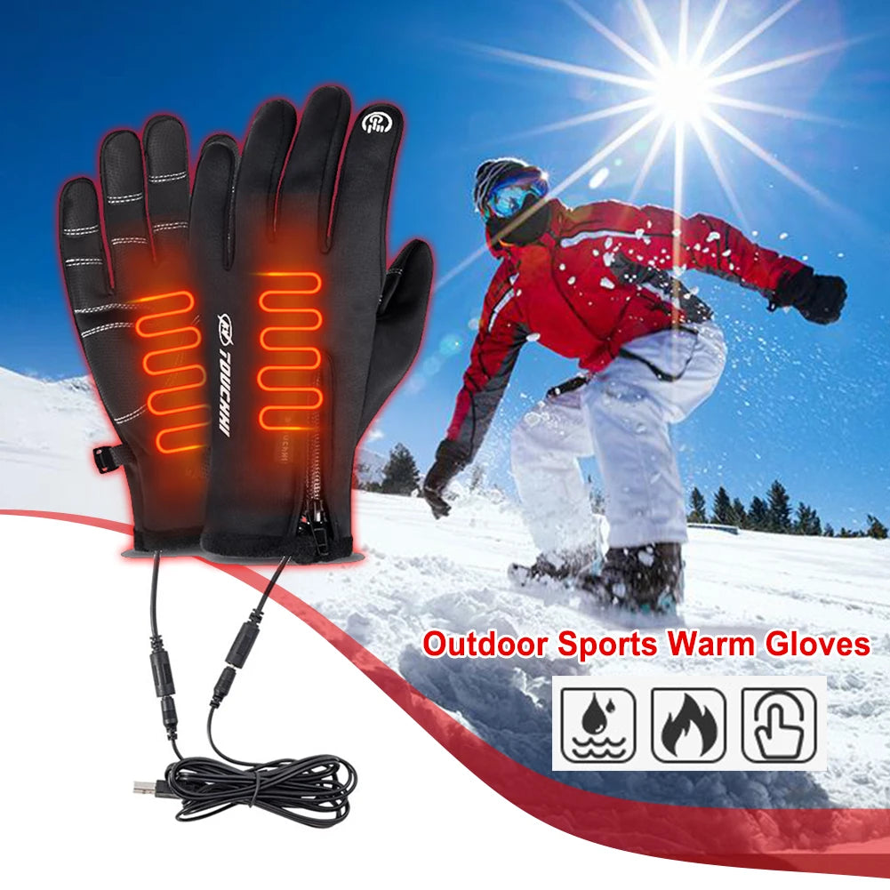 Heated Gloves Eletric Thermal Heat Gloves Skiing Snowboarding Hunting Fishing Waterproof Heated Rechargeable Gloves