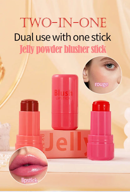 3-in-1 Cheek Lip Tinted Moistured Blush Stick Eyes Cheek Lip Brighten Cream Water Jelly Tint Stick Matte Contour Makeup