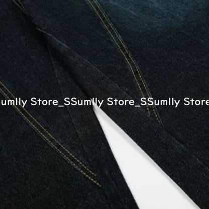 Embroidery Stitched Jeans Women Summer Loose Retro High Waisted Pants Y2k Design Wide Leg Cropped Shorts