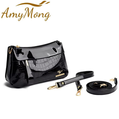 3 Layers Women Handbag Purses Luxury Designer Patent Leather Shoulder Messenger