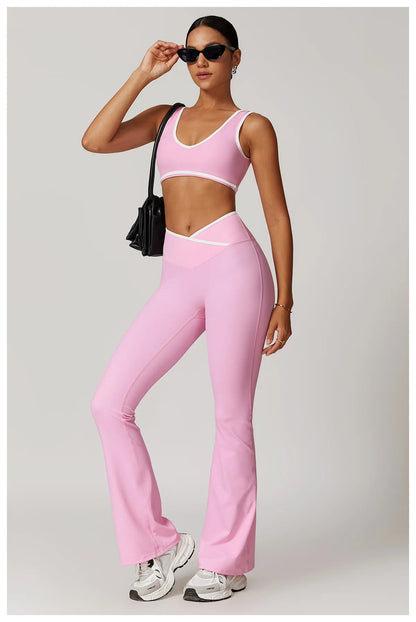 Yoga Set 2 Pieces Workout Outfits Fitness Sportswear Gym Tracksuit High Waist Leggings Sports Bra Athletic Wear Women Clothes