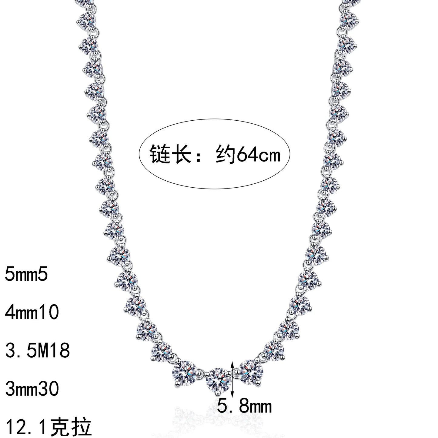 Gorgeous Full-Stone Luxury Layerable Necklace Women's PT950 Platinum 12Ct Moissanite - Starry river inlaid,platinum permanent
