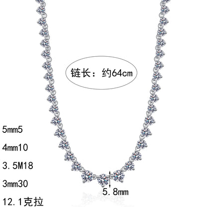 Gorgeous Full-Stone Luxury Layerable Necklace Women's PT950 Platinum 12Ct Moissanite - Starry river inlaid,platinum permanent