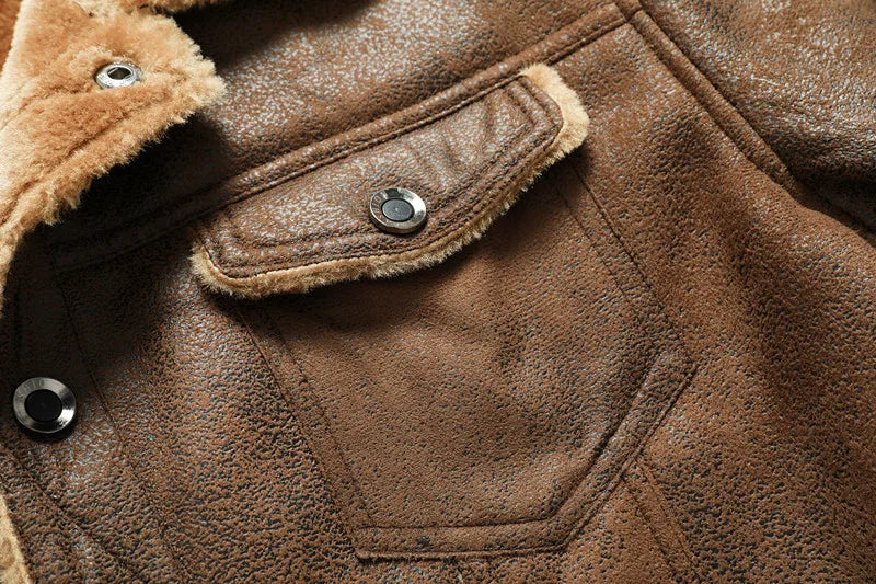 Men Suede Leather Coat High-quality Warm Jacket Casual Leather Jacket