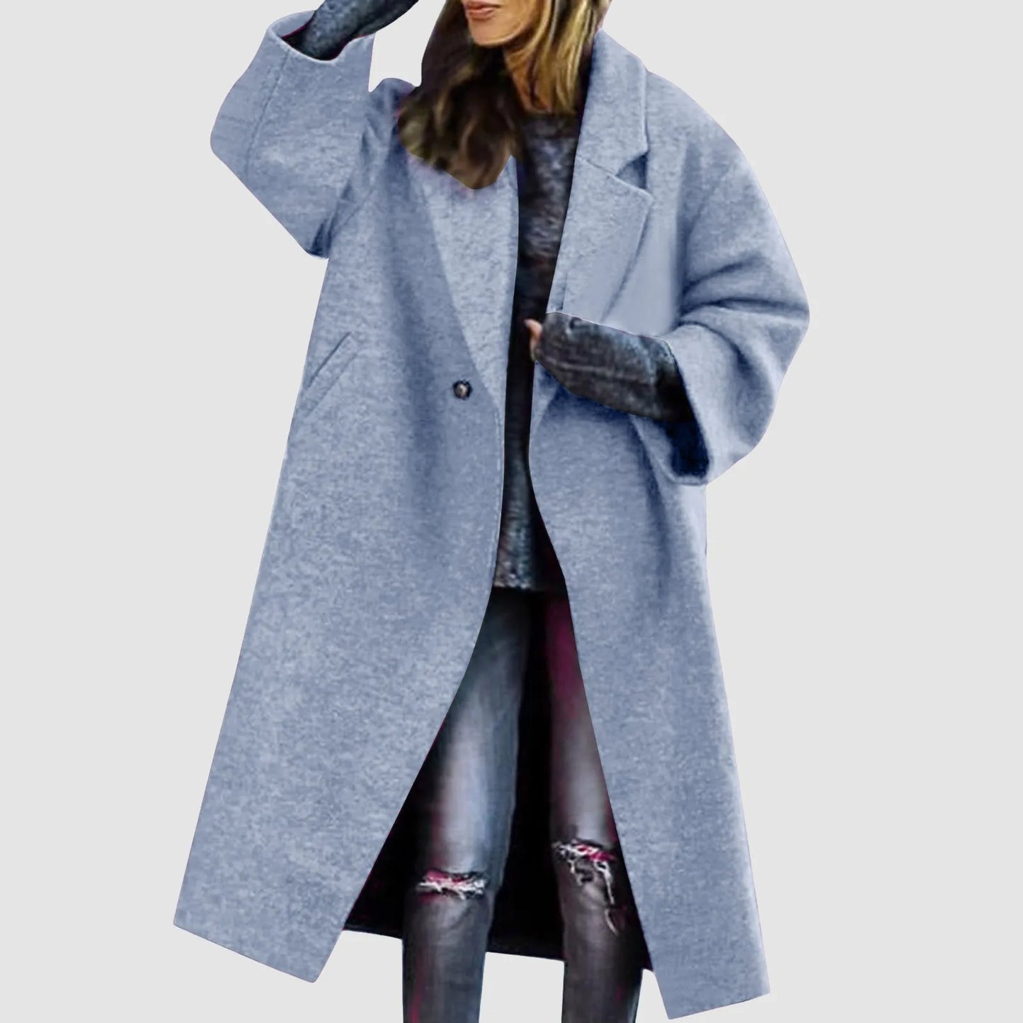 Women Cardigan Loose Women's Winter Double Breasted Midi Long Wool Coat Notch Lapel Womens Lightweight Cardigans with Pockets