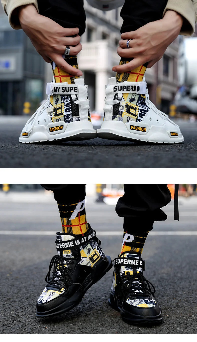 Men Shoes High Quality Sneakers Platform Breathable Lightweight Red Basket