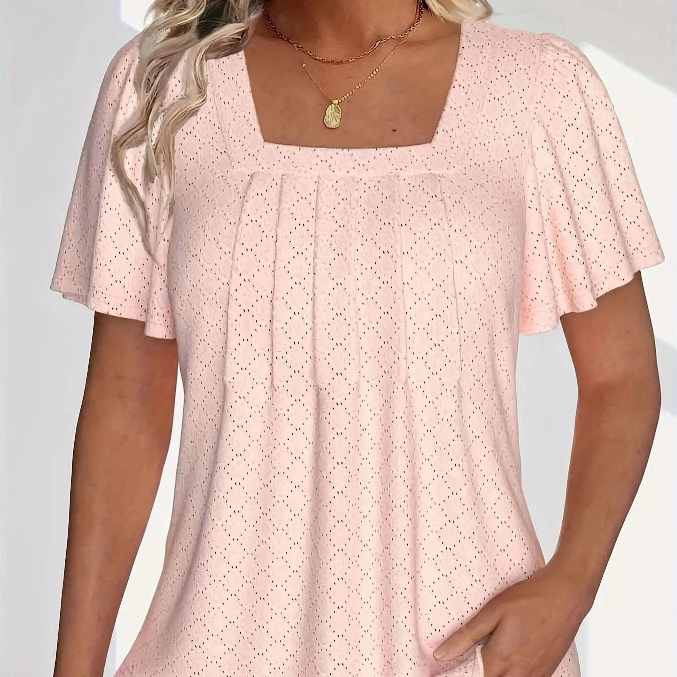 Plus size spring and summer fashionable and elegant hollow tops for women