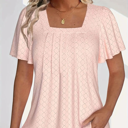 Plus size spring and summer fashionable and elegant hollow tops for women
