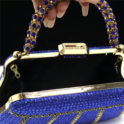 Exquisite Evening Bag With Diamond Design Fashion Handle Clutch Rhinestone Embellished Long Chain Bag