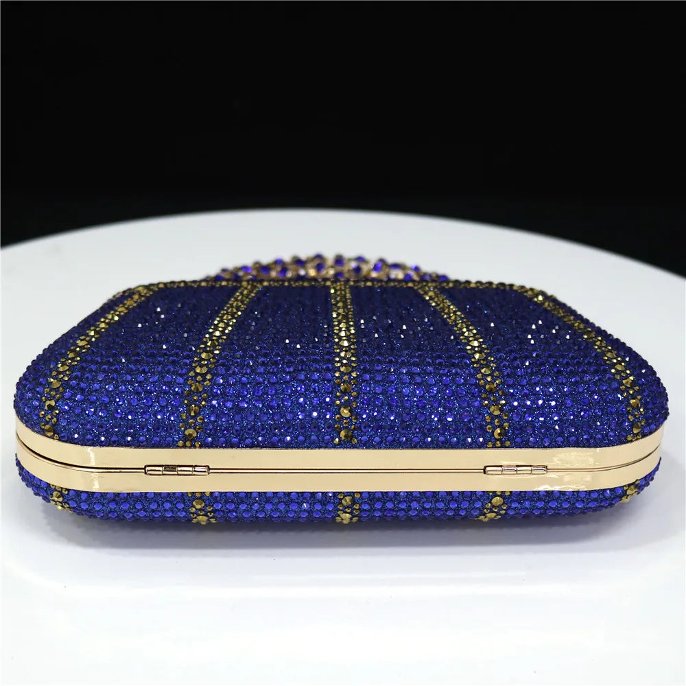 Exquisite Evening Bag With Diamond Design Fashion Handle Clutch Rhinestone Embellished Long Chain Bag