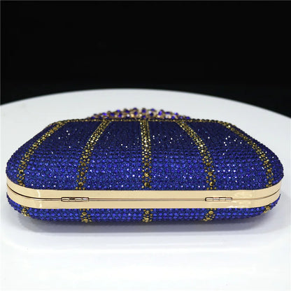 Exquisite Evening Bag With Diamond Design Fashion Handle Clutch Rhinestone Embellished Long Chain Bag