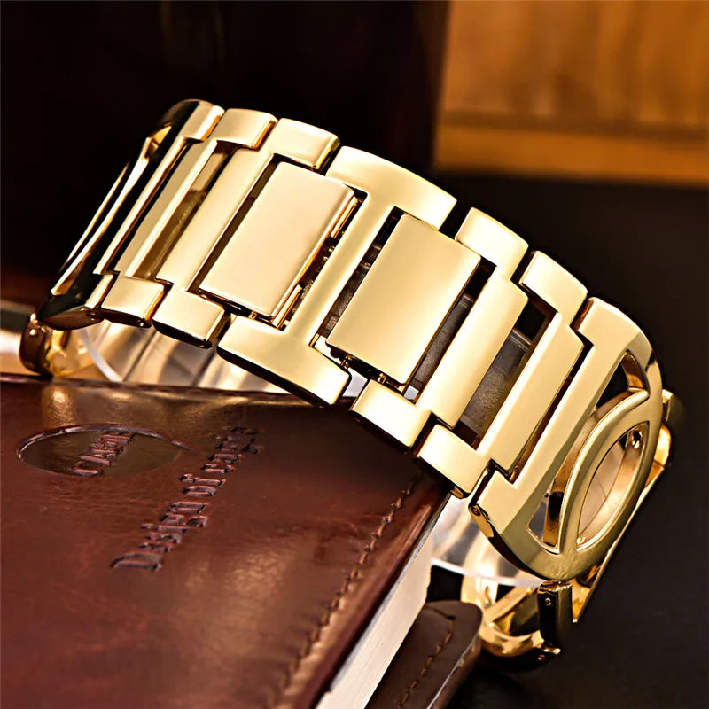 Ladies Casual Golden Luxury Quartz Bracelets Watch