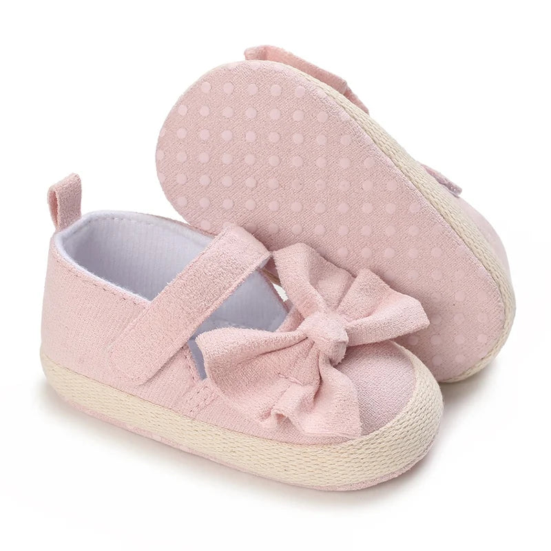 Non-Slip Casual Shoes with Delightful Bowknot Design for Baby Girls 0-18 Months