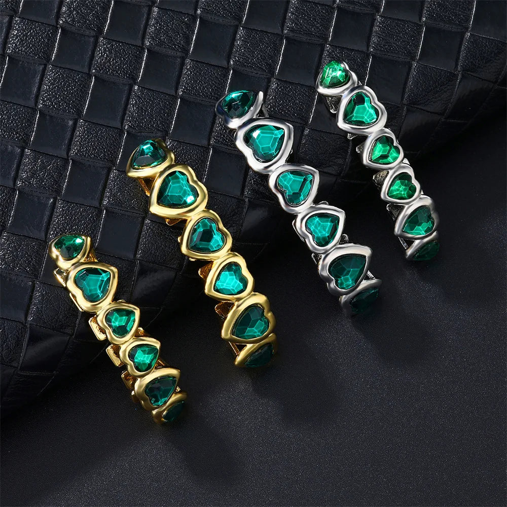 Red Crystal Heart Tooth Caps For Women Men Jewelry Hip Hop Silver Color Green Zircon Teeth Grillz Dental Grills Gold Green Gold Red Top Gold Green Bottom Gold Green-Gold Red Top-Gold Green Bottom-Gold Red-Gold Green Top-Silver Green Top-Silver Green-Silver Green Bottom-Silver Red-Gold Red Bottom-Silver Red Bottom-Silver Red Top-