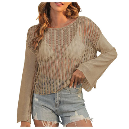 Womens Beach Blouse Lace Strap Long Cardigan Beach