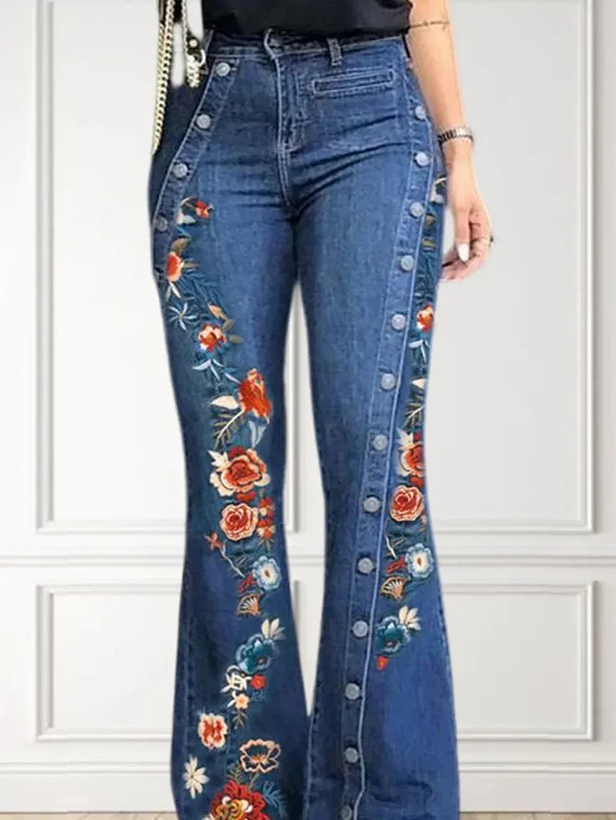 High Waisted Wide Leg Jeans Casual Patchwork Retro Y2K Pants Trousers