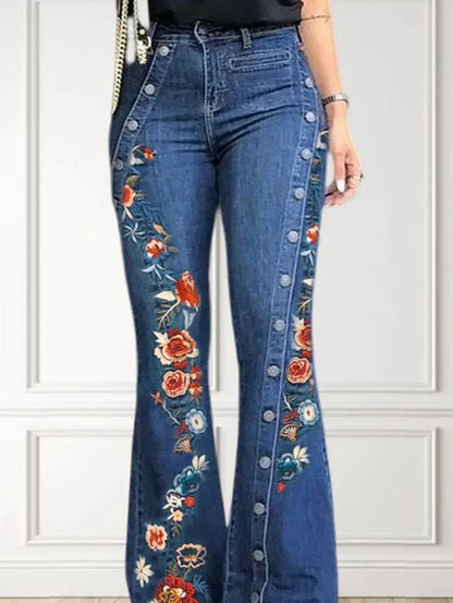 High Waisted Wide Leg Jeans Casual Patchwork Retro Y2K Pants Trousers