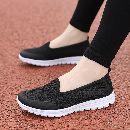 Women Casual Vulcanized Shoes Simple Solid Mesh Breathable Comfortable Non Slip Soft Sneakers