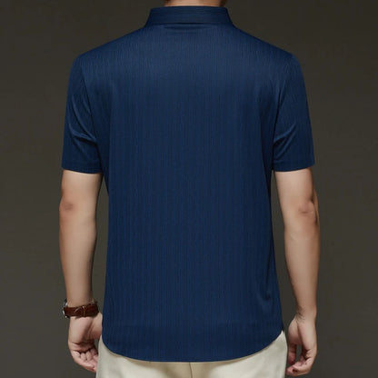 Men's Slim Fit Short Sleeve Dress Shirt Premium Spandex Stretch Fabric Solid Colors Business Casual