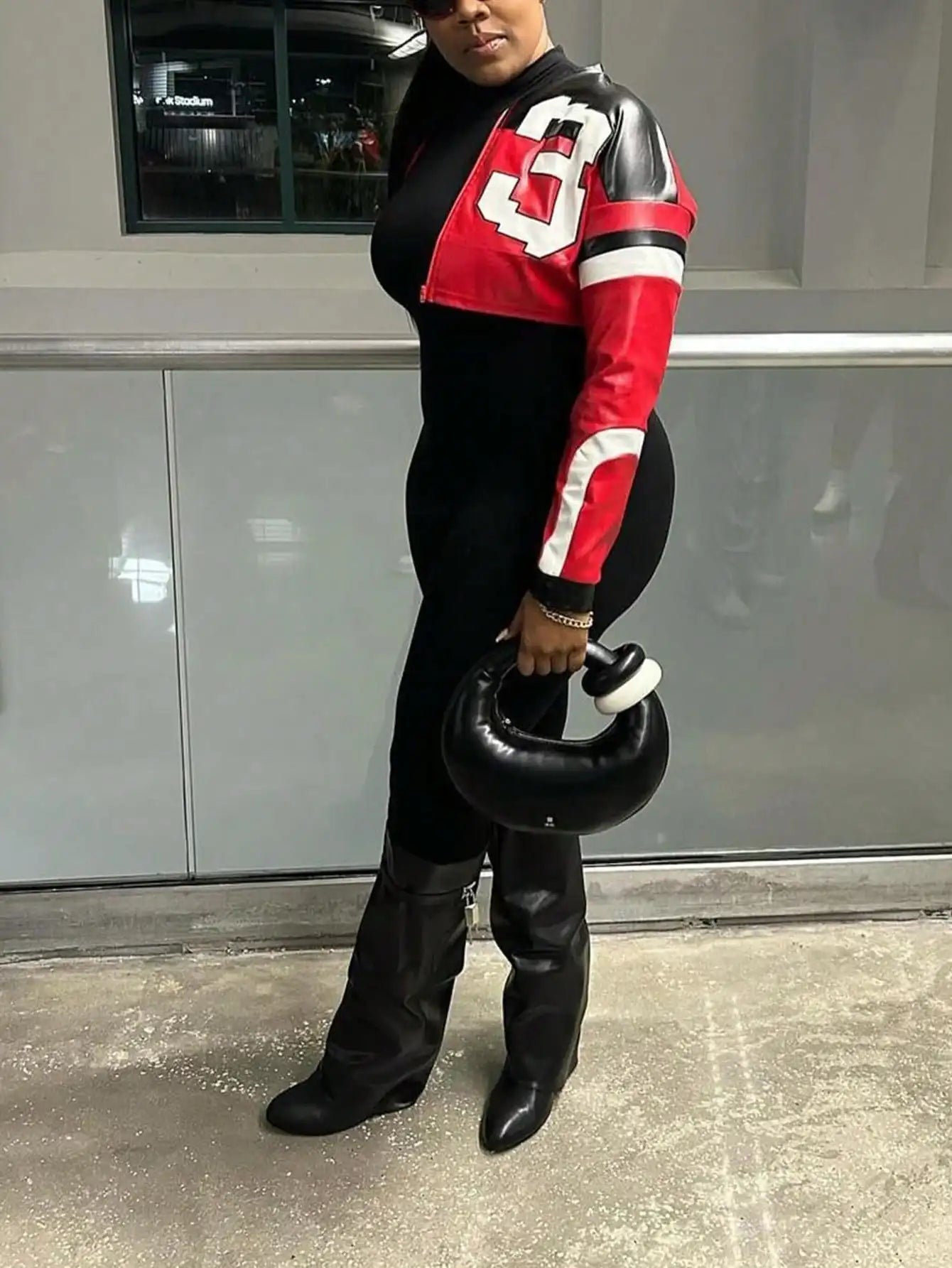 Faux Leather Jacket Short Red Coat Zipper Bomber Jacket Edgy Motorcycle Style