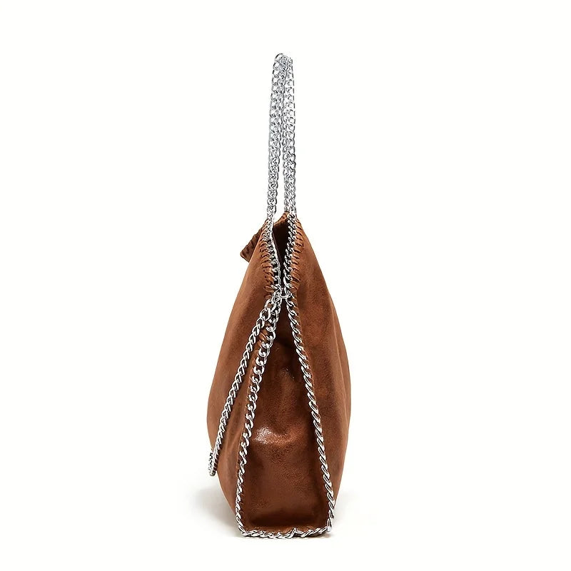 Chain Shoulder Bag, Large Capacity Tote Bag, Fashion Woven Hobo Bag For Women