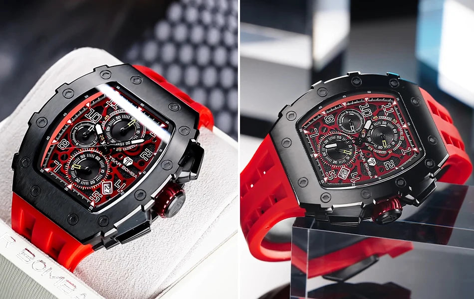 Luxury Brand Tonneau Design Waterproof Clock Stainless Steel Wristwatch Rectangle