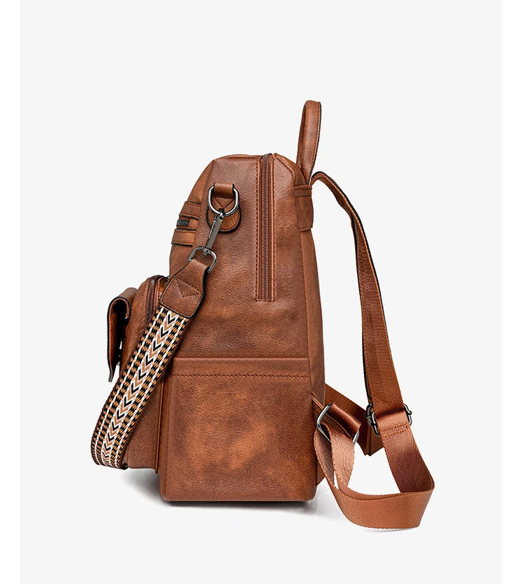 Backpack for Women Large Womens Backpack Leather Purse Designer Ladies Shoulder Bags with Tassel Two-toned Brown