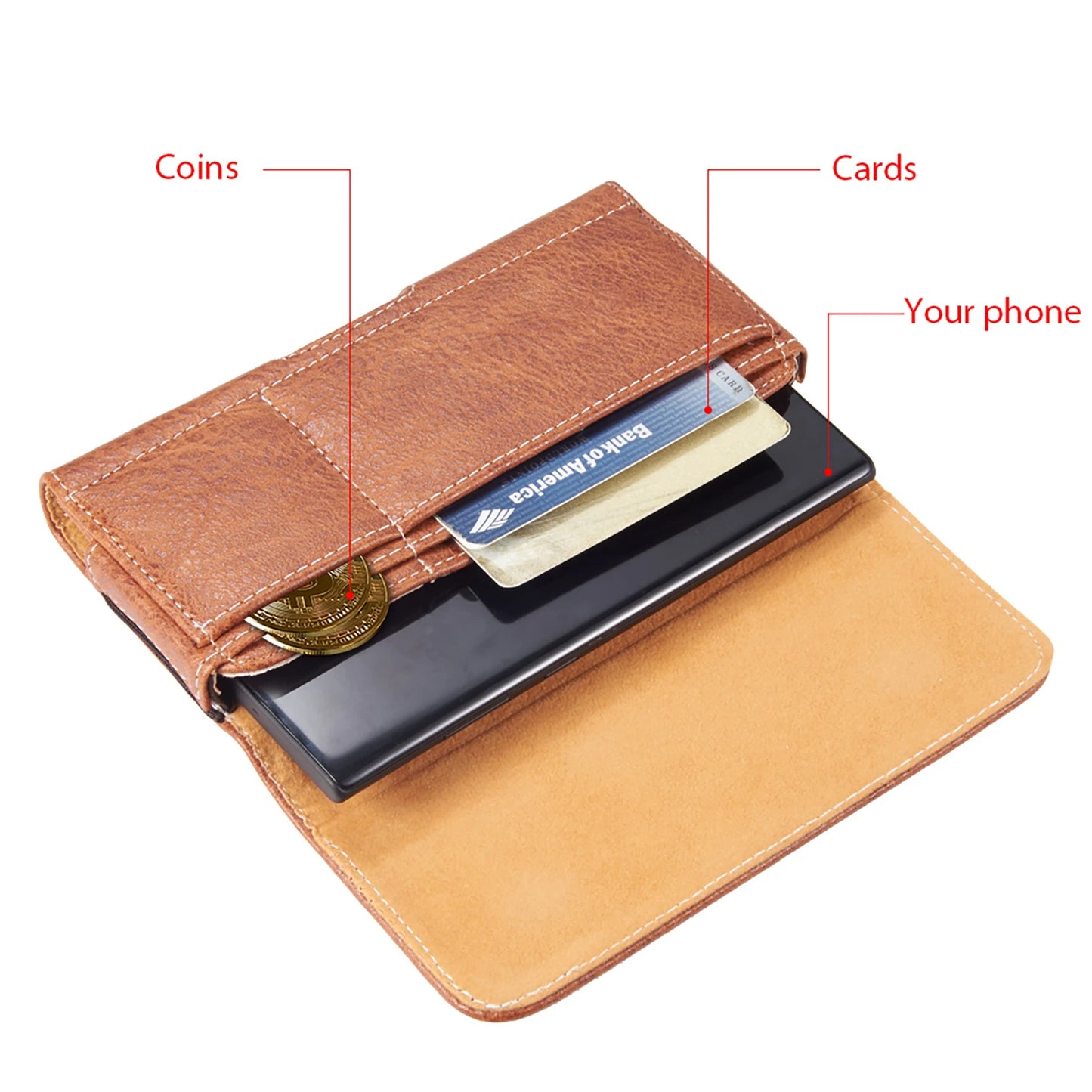 Universal wallet cellphone case belt mobile phone Holster 4.7/5.5/6.3 inch retro leather magnetic pouch