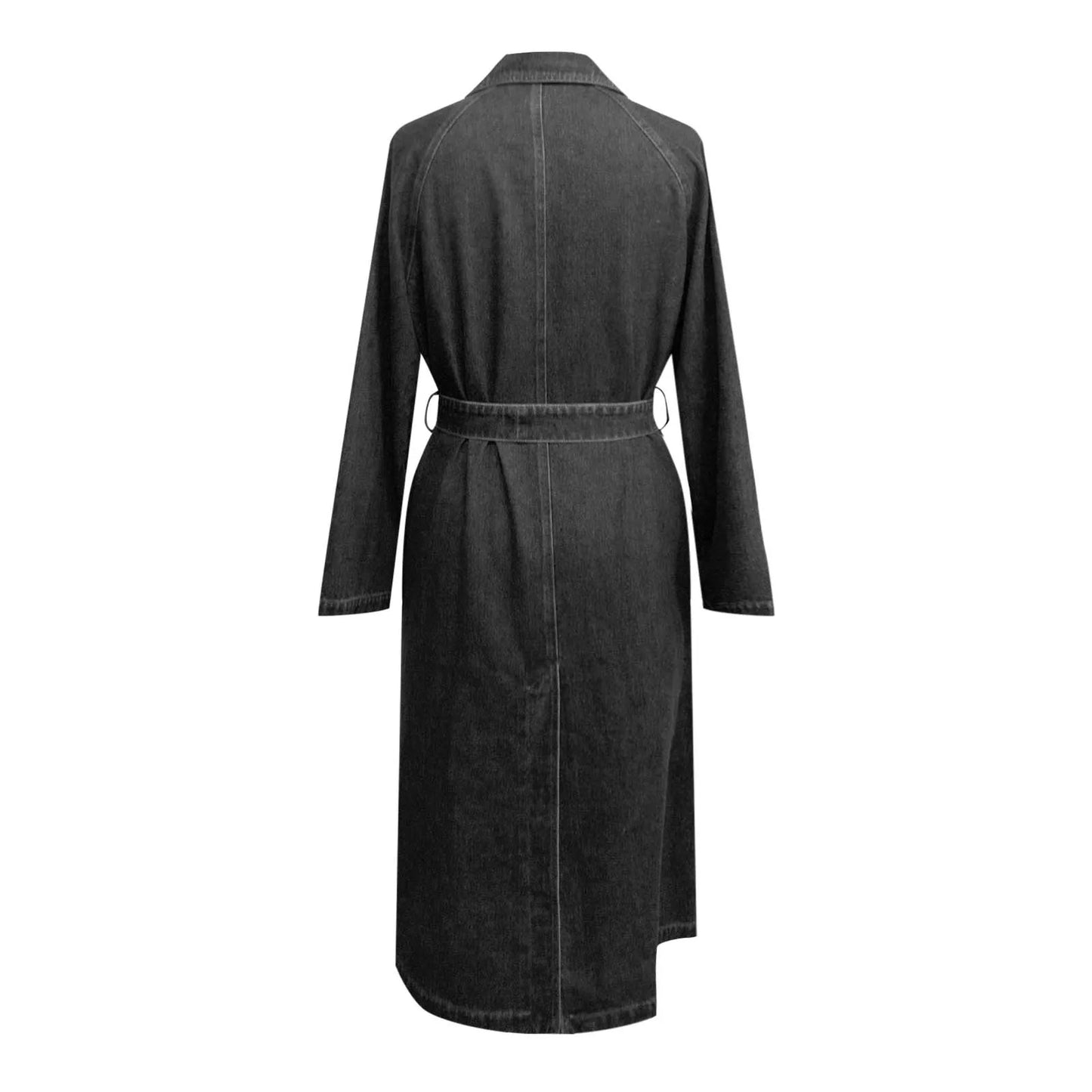 Jean Jacket Midi Loose Double Breasted Denim Jacket Ladies Autumn Trench