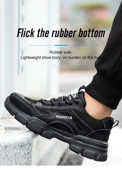 Work Shoes Hollow Breathable Steel Toe Boots Lightweight Safety Work Shoes Anti-slippery For Men Women Male Work Sneaker