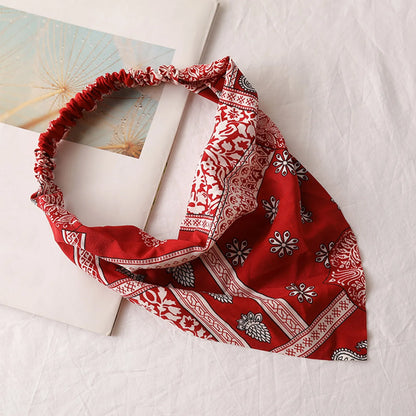 Floral Print Bohemian Makeup Hair Accessories Elastic Modis Headband Scarf Triangle