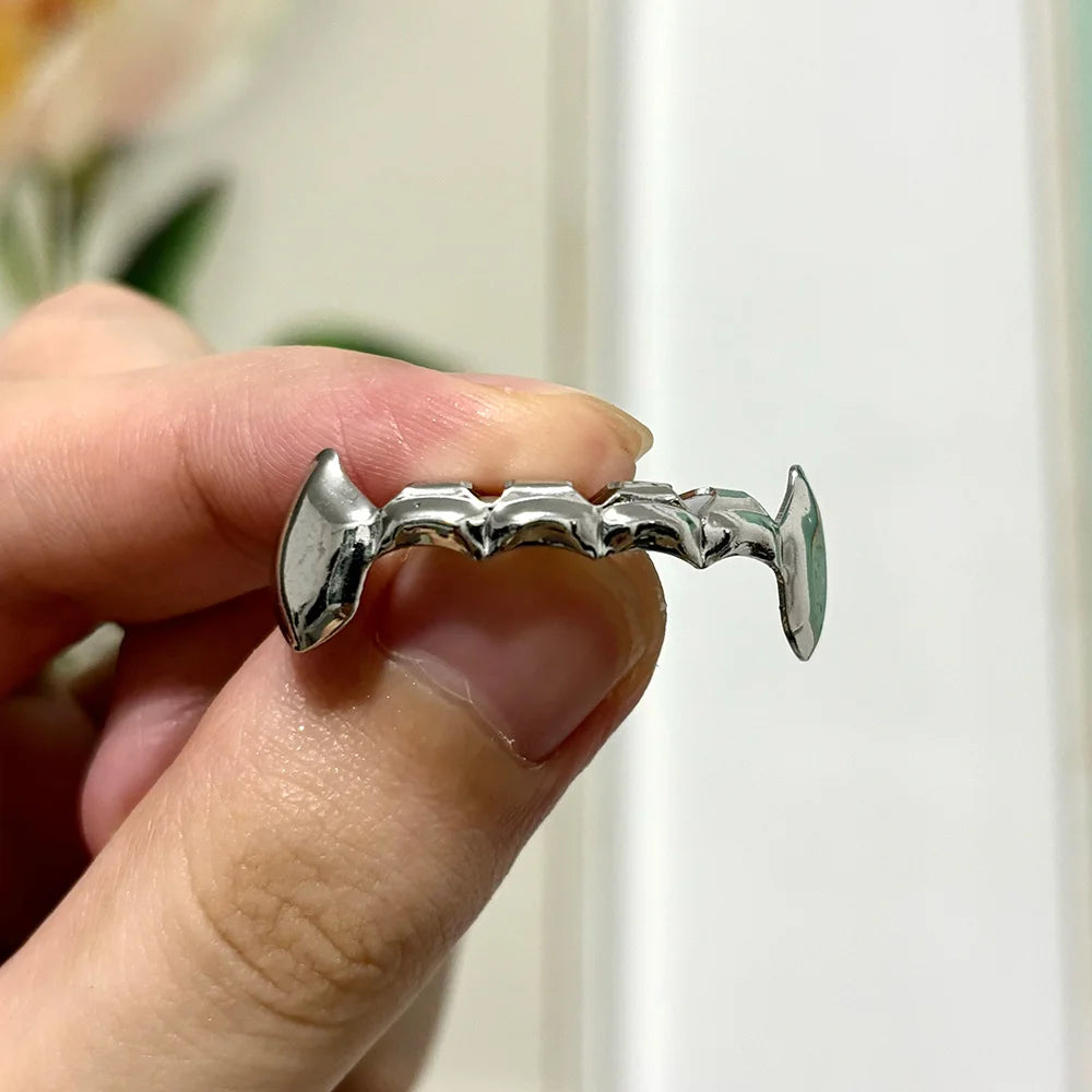 Glossy Tooth Caps Fangs Gold Silver Black Color Bottom Teeth Grillz Braces For Women Men Jewelry Dental Grills