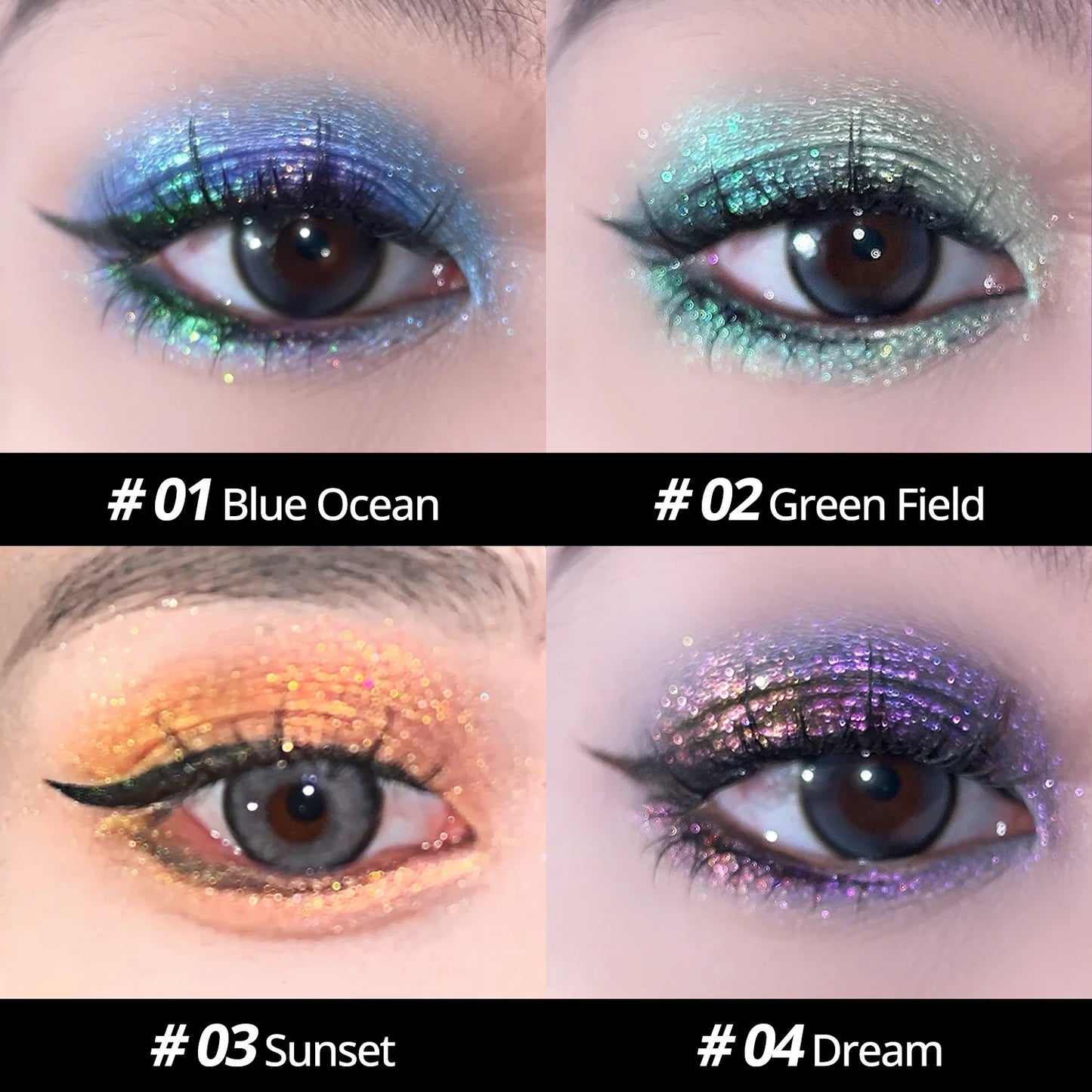 Multichrome Glitter Eyeshadow Palette High Pigmented Metallic Eyeshadow Color Shifting