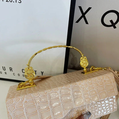 Black Crocodile Pattern Crossbody Bag Fashion Box Lipstick Pouch Designer Pu Leather